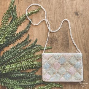 VINTAGE beaded rectangle crossbody purse